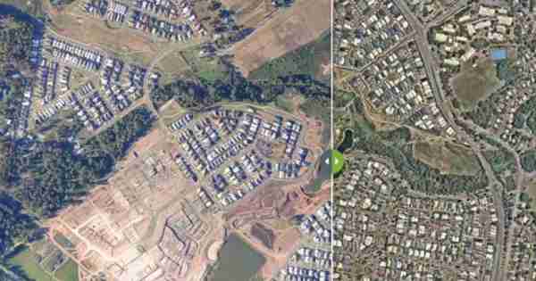 高品质的空中图像展示东南昆士兰社区发展
