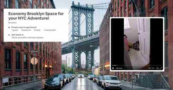 纽约市Airbnb嘉宾分享了她'荒谬'房间壁橱的镜头